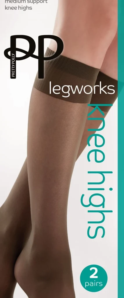 Pretty Polly Socks | 2 Pack Medium Support Knee Highs - Barely Black