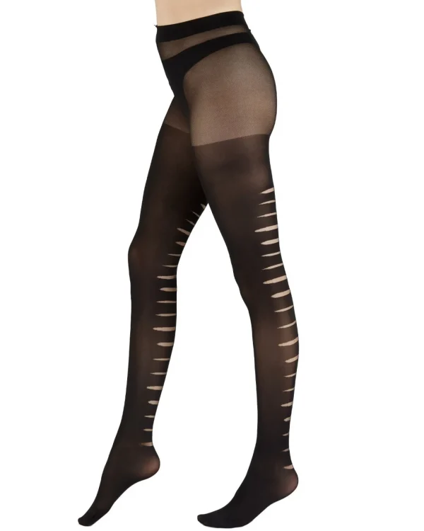 Pretty Polly Tights | Black Slashed Backseam Tights