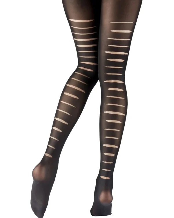 Pretty Polly Tights | Black Slashed Backseam Tights