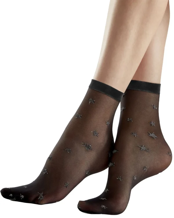 Pretty Polly Socks | Black Sparkle Star Anklet Socks