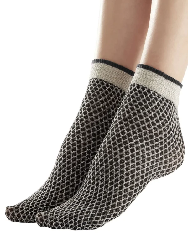 Pretty Polly Socks | Black Sparkle Net Effect Anklet Socks