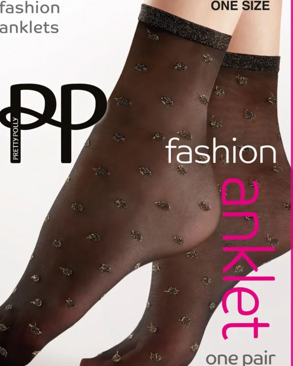 Pretty Polly Socks | Black Sparkle Spot Anklet Socks