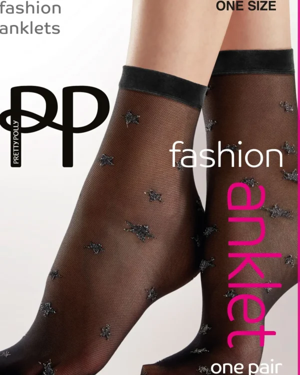 Pretty Polly Socks | Black Sparkle Star Anklet Socks
