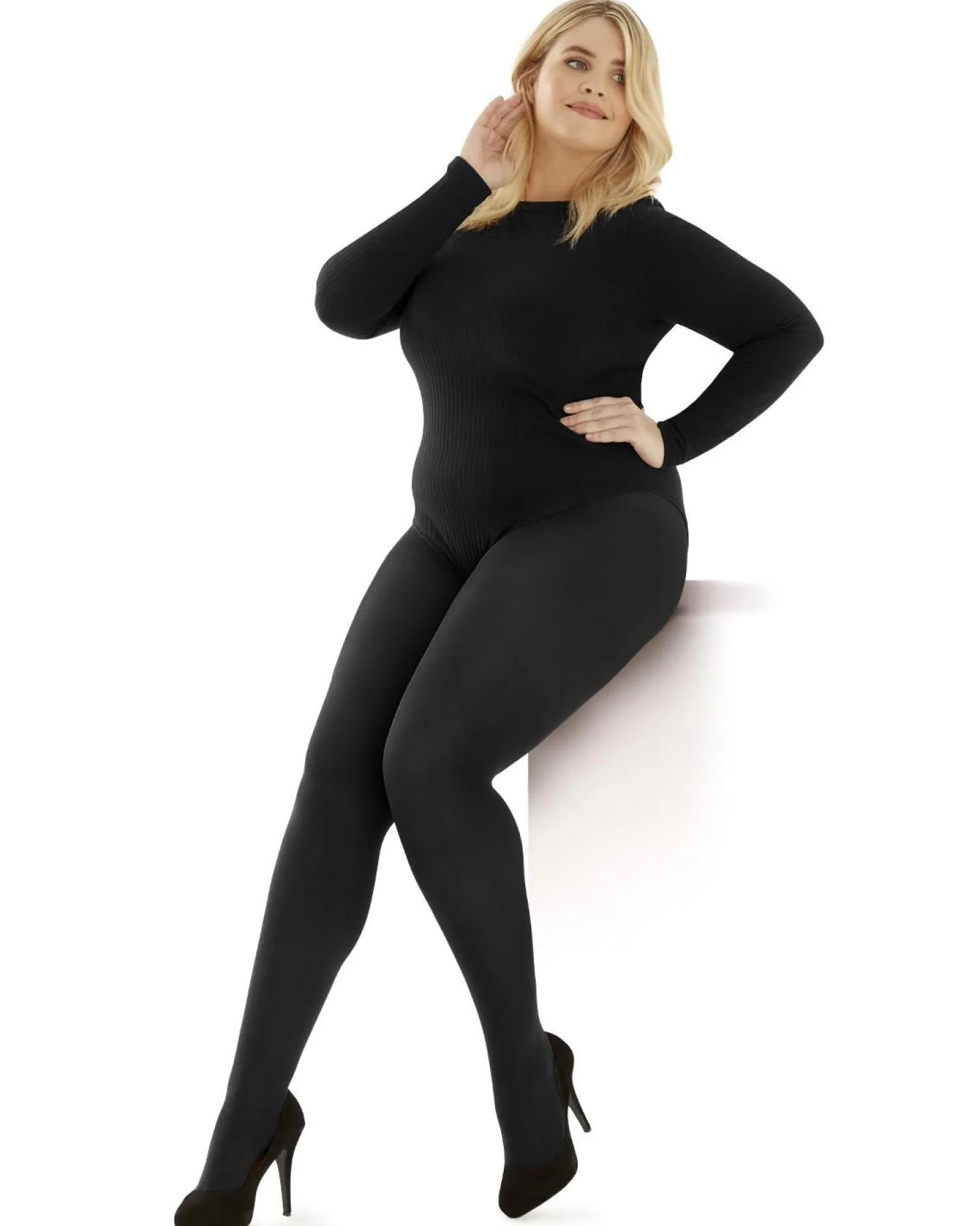 pretty_polly_curves__deni_2-2.webp Pretty Polly Tights | Curves 60 Denier Opaque Tights - Black