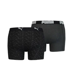 Men Puma 2 Pack All Over Print Boxer Shorts - Black/White