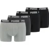 Men Puma 4 Pack Boxer Shorts - Black/Grey Melange