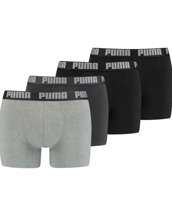 Men Puma 4 Pack Boxer Shorts - Black/Grey Melange