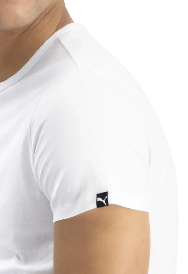 Men Puma 2 Pack Cotton Round Neck T-Shirts - White