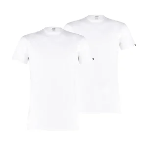Men Puma 2 Pack Cotton Round Neck T-Shirts - White