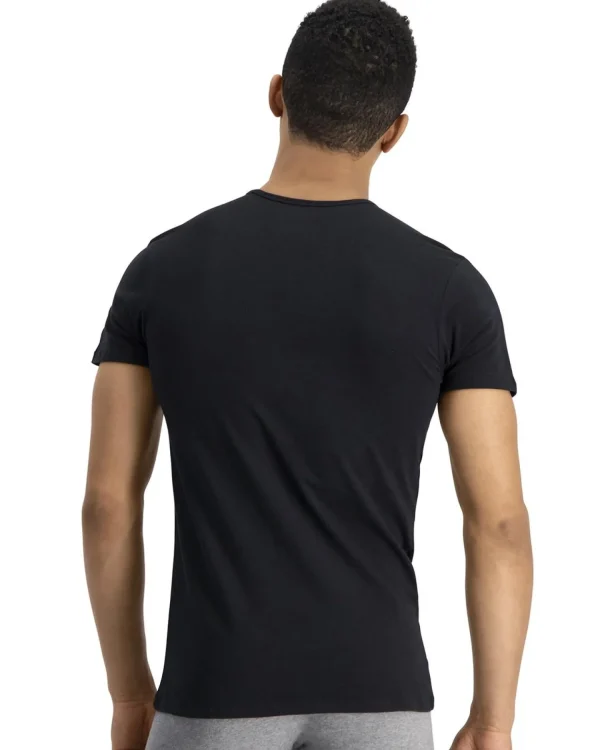 Men Puma 2 Pack Cotton V Neck T-Shirts - Black