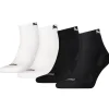 Men Puma 4 Pack Cushioned Quarter Socks - Black/White