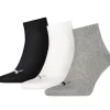 Men Puma 3 Pack Quarter Socks - Grey/White/Black