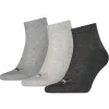 Men Puma 3 Pack Quarter Socks - Anthracite/Light Grey/Medium Grey