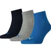 Men Puma 3 Pack Quarter Socks - Blue/Grey Melange