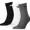Men Puma 3 Pack Short Crew Socks - Grey/White/Black
