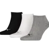 Men Puma 3 Pack Sneaker Socks - Grey/White/Black
