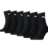 Men Puma 6 Pack Sports Short Crew Socks - Black