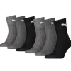 Men Puma 6 Pack Sports Short Crew Socks - Grey Combo