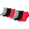 Men Puma 6 Pack Sports Sneaker Socks - Grey/Black/Red Combo