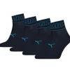 Men Puma 4 Pack Striped Quarter Socks - Navy