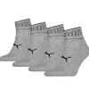 Men Puma 4 Pack Striped Quarter Socks - Grey