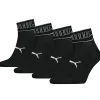 Men Puma 4 Pack Striped Quarter Socks - Black