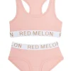 Kids Red Melon Girls Crop Top Knicker Set - Coral
