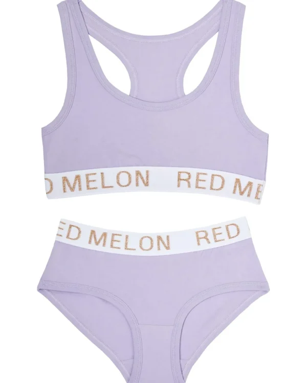 Kids Red Melon Girls Crop Top Knicker Set - Purple