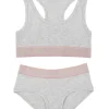 Kids Red Melon Girls Crop Top Knicker Set - Grey