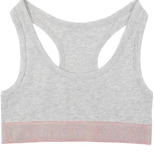 Kids Red Melon Girls Crop Top Knicker Set - Grey