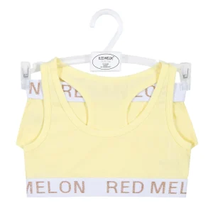 Kids Red Melon Girls Crop Top Knicker Set - Yellow