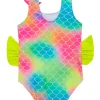 Kids Red Melon Girls Novelty Swimsuit - Rainbow Fish