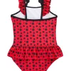 Kids Red Melon Girls Novelty Swimsuit - Red Ladybird