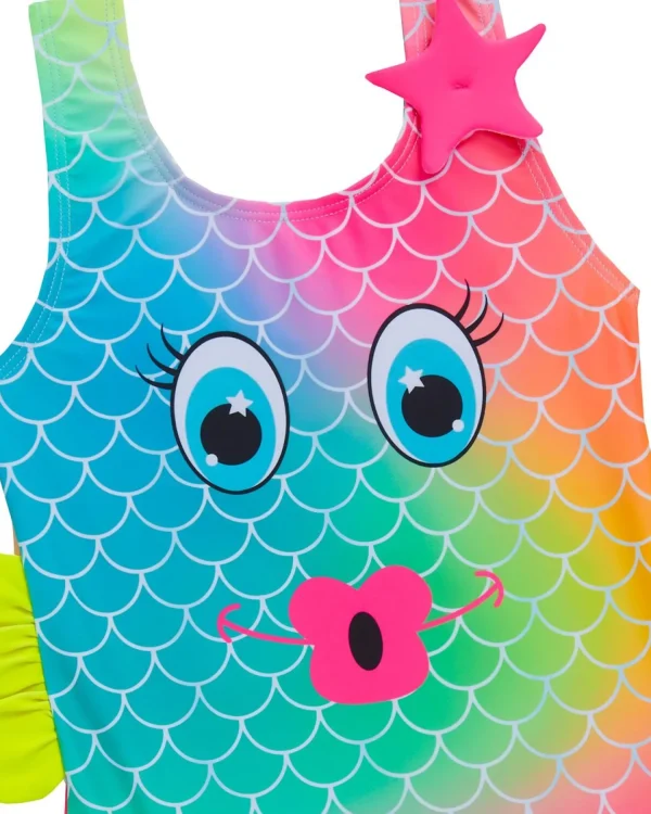 Kids Red Melon Girls Novelty Swimsuit - Rainbow Fish