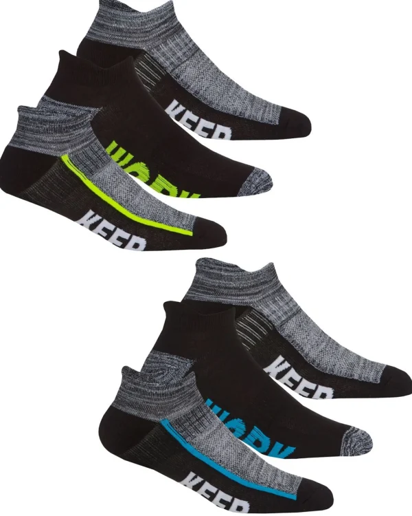 Men RedTag Mens 6 Pack Sport Trainer Socks - Black/Grey