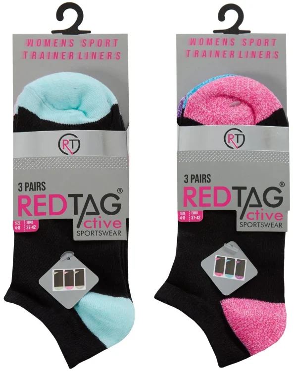 RedTag Socks | Womens 6 Pack Sport Trainer Socks - Coloured H&T