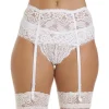 Silky Suspender Belts | Wide Lace Suspender Belt - White