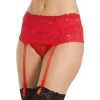 Silky Suspender Belts | Wide Lace Suspender Belt - Red
