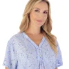 Slenderella Nighties | 40" Blossom Print Short Sleeve Woven Nightie - Blue