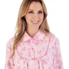 Slenderella Nighties | 45" Brushed Cotton Collared Nightie - Pink