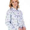 Slenderella Nighties | 51" Brushed Flannel Collared Nightdress - Blue