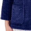 Slenderella Dressing Gowns | 25" Chevron Embossed Fleece Bed Jacket - Navy