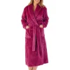 Slenderella Dressing Gowns | 46" Chevron Embossed Fleece Wrap Dressing Gown - Raspberry