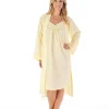 Slenderella Dressing Gowns | 45" Dobby Dot 100% Cotton Kimono Wrap - Lemon
