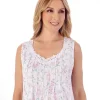 Slenderella Nighties | 40" Floral Meadow Sleeveless Jersey Nightie - Pink
