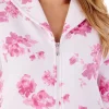 Slenderella Dressing Gowns | 45" Floral Mock Quilt Zip Dressing Gown - Pink