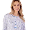 Slenderella Nighties | 45" Long Sleeve Ditsy Floral Jersey Nightie - Blue