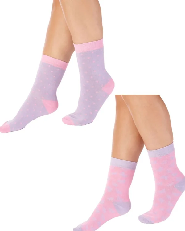 Slenderella Socks | 2 Pack Butterfly Bamboo Socks - Pink
