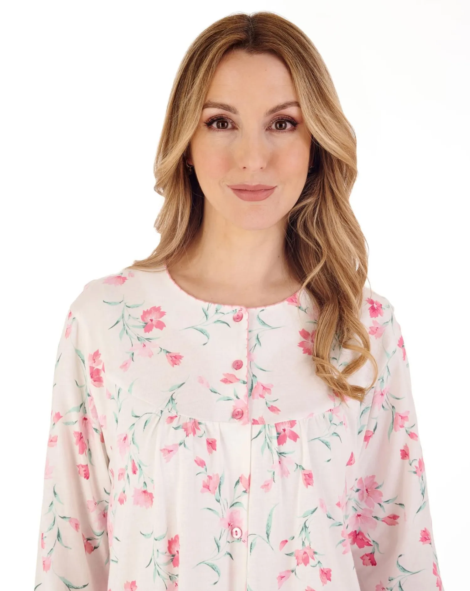 slenderella__picot_trim_j_0-1.webp Slenderella Nighties | 46" Picot Trim Jersey Button Nightdress - Ivory