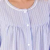 Slenderella Dressing Gowns | 45" Seersucker Round Neck Dressing Gown - Blue